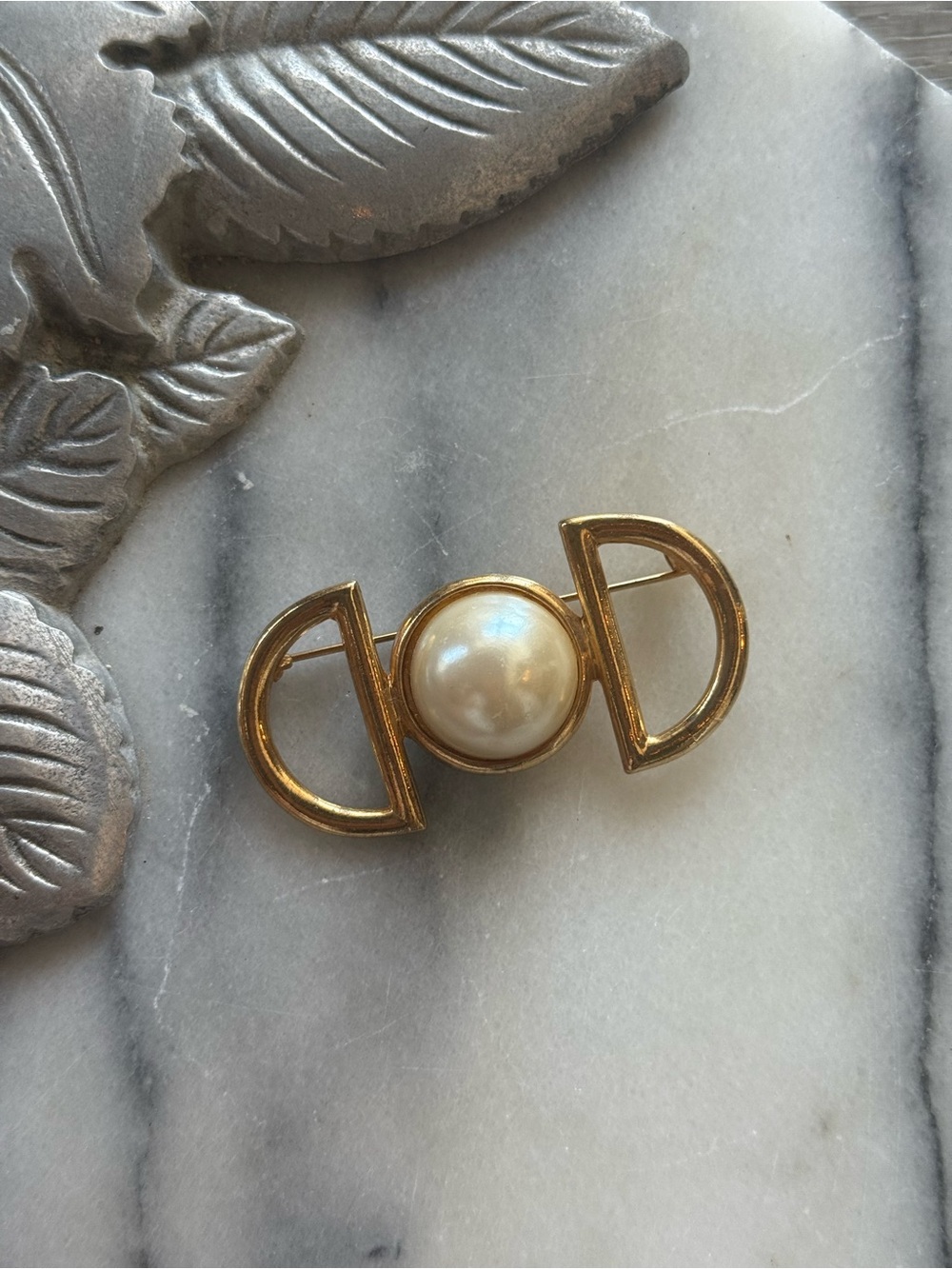 Gold-Tone Pearl Accent Brooch - Women Jewelry